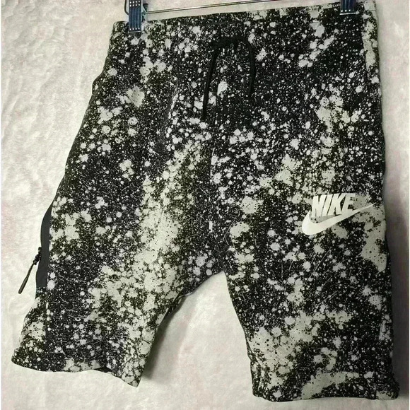 Nike Kids Black/White Splatter Athletic Bike Shorts Deep Zip Pocket Summer Fun - Picture 2 of 10